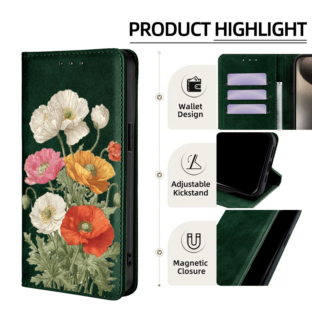 Magnetic Leather Floral patter - đánh giá và giá Wallets